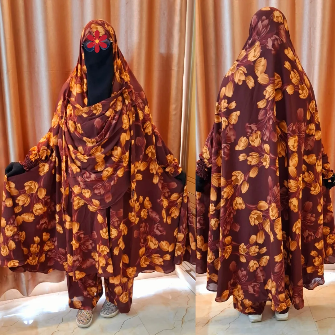 Cherry Georgette Fabric Khimar Set CG121